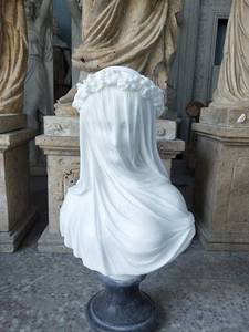 <span class=keywords><strong>Escultura</strong></span> Artística Natural <span class=keywords><strong>en</strong></span> Mármol Blanco de Tamaño Real: Busto de Dama Velada, de Giovanni Strazza, Tallado <span class=keywords><strong>en</strong></span> Piedra de la Virgen Velada - Product Image 3