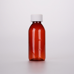 ขวดพลาสติก PET สีเหลืองอำพันขนาด 150 มล. สำหรับบรรจุยาน้ำเชื่อม<span class=keywords><strong>แก้</strong></span><span class=keywords><strong>ไอ</strong></span> พร้อมฝาเกลียวแบบมีขีดบอกปริมาตร สำหรับบรรจุยาเหลวแบบรับประทาน ขายส่งแบบ OEM - Product Image 1