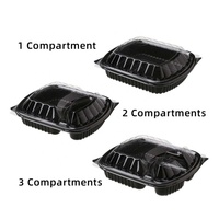 Conteneur alimentaire jetable en PP à 3 compartiments, style américain, résistant au four, au micro-ondes, au réfrigérateur et au congélateur, idéal pour sandwichs et hamburgers – Vente chaude