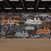 Papier peint 3D rétro graffiti hip-hop street dance, toile de fond pour studio de danse, papier peint style industriel pour salle de sport, bar musical