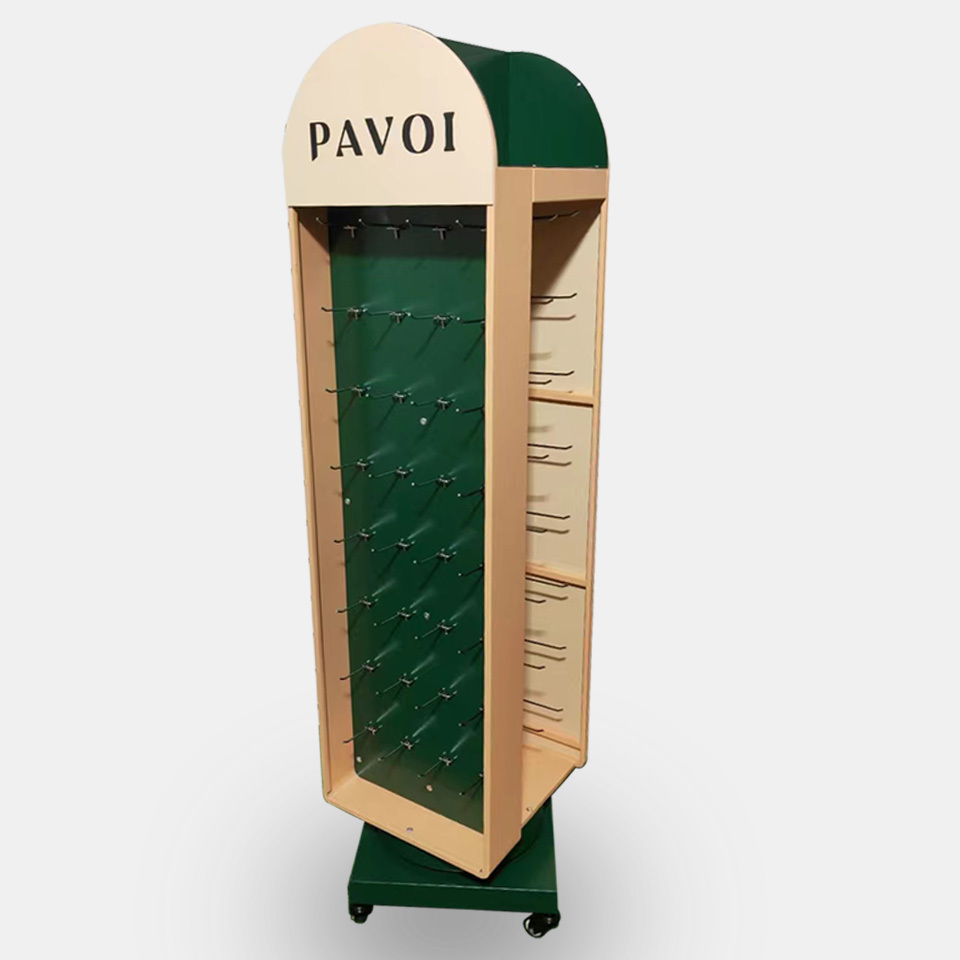 Three-Side Rotating Luxury Display Stand for Jewelry & Cosmetics Wooden Shelf Customized Color & Size — view 5