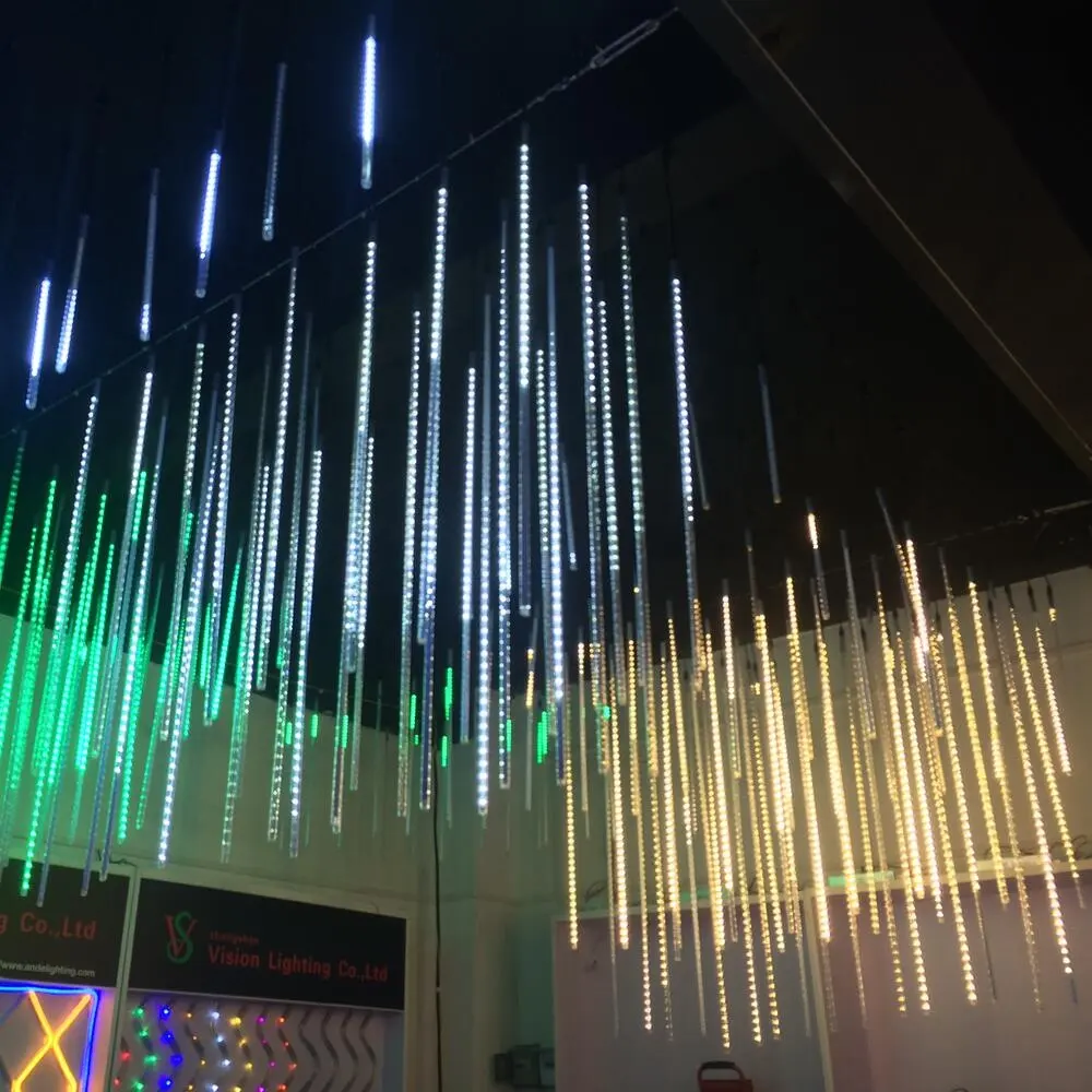 Lampu Dekorasi Hujan Metero Led Jalanan Luar Ruangan Tali Musim Gugur Es Pernikahan Festival RGB