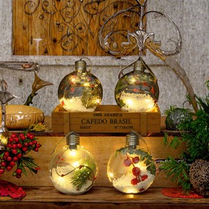 8cm Creative Transparent <b>Led</b> PET Luminous Handmade High Quality Christmas <b>Ball</b> Simulation Plant Decoration Festival Party - Product Image 3