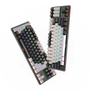 Teclado Mecánico para Juegos LEAVEN <span class=keywords><strong>K550</strong></span> de 87 Teclas con Eje Azul, Nuevo Diseño con Teclas Intercambiables en Caliente, Negro y Blanco - Product Image 6