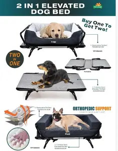 Petstar Outdoor Steel Metal Frame Travel Camping Cot Foldable Raised Orthopedic Pet Elevated Dog Bed