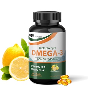 Capsules d'huile de poisson pure oméga-3 halal en vrac, marque privée OEM, 3600 mg, triple concentration EPA DHA, 120 gélules molles, pour adultes, sans OGM - Product Image 1