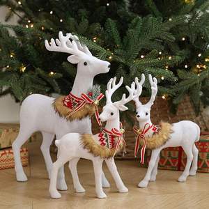 Classic Gifts Xmas Winter Deer Table Ornaments Holiday Deer Table Decor Christmas Elk Figurines White Christmas Reindeer - Product Image 3