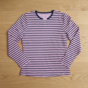 Lot de stock du Bangladesh – T-shirt à manches longues pour filles toutes saisons, marque de marque, super fantaisie, couleurs rose et noir rayé, en coton, collection printemps - Product Image 2