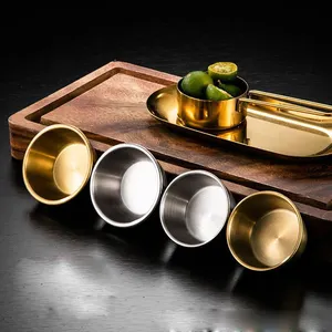 Korean Stainless Steel Small Sauce Cup Seasoning Spice Dishes Ketchup Hot Pot Dipping Bowl Saucer