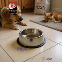Tazón de Acero Inoxidable Mnj de 22 cm Antideslizante y Antivuelco para Perros y Gatos