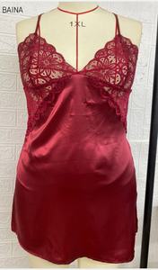 Setelan Tidur Wanita 2 Potong, Baju Tidur Segitiga Berenda Plus Size dengan Tali Pengikat - Product Image 6