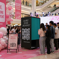 Machine Photobooth en Bois avec Imprimante et Appareil Photo Reflex Numérique pour iPad et Smartphones, Écran Tactile, Idéale pour Mariages, Événements et Locations de Fêtes
