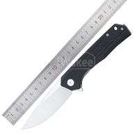 Couteau de poche pliant de survie G10 avec roulement à billes noir pour l'extérieur