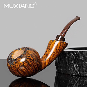 Muxiang Wooden Tobacco Pipe Bent Type Solid Oak Briar Handcrafted Smoking Pipe For Men Gift - Product Image 2