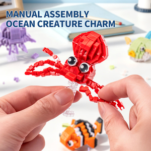 Ensemble d'animaux marins, blocs de <span class=keywords><strong>construction</strong></span> de créatures marines, briques de vie marine, 12 styles, modèle de <span class=keywords><strong>construction</strong></span> DIY pour enfants, cadeau d'été - Product Image 3