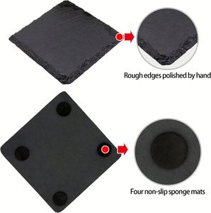 Trend 2024 Rectangle Living Room Office Cup 10*10*0.5cm Blank <b>Slate</b> Coasters Customized Designs Carton Box Kitchen Tools High - Product Image 3