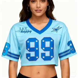 Chemises en jersey Verdusa pour femmes, t-shirts graphiques Y2K, streetwear surdimensionné, t-shirt à imprimé lettres, t-shirt à col en V, haut en jersey - Product Image 2