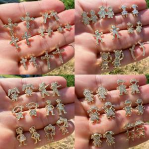 LS-B8124 बड़े/मध्यम/छोटी गेंद अर्रिंग स्टड क्रॉस लड़के के आकार के क्यूबिक जिरकॉन इयररिंग 18k सोने की जुताई - Product Image 2