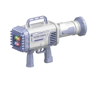 Giocattoli all'aperto Summy Blower Boom Big Bubbles Machine Light Flash 60 Hole Launcher Bazooka Rocket Bubble Gun per bambini