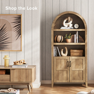 NEW Trends Arched Design Farmhouse Storage <strong>Bookcase</strong> with Living Room <strong>Decor</strong> - Product Image 2