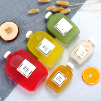 Botol Minuman Kaca Mini Pipih Grosir, Botol Jus Anggur dengan Logo Custom, Tutup Bola, Botol Air Minum Teh Buah Kosong Transparan