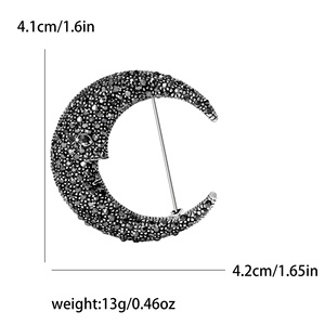Versión coreana nueva creativa Retro Luna suegro plateado aleación cristal broche elegante Simple moda personalidad Pin - Product Image 6