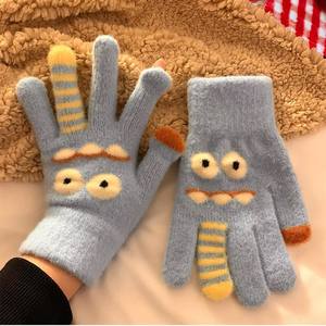 Gants de cyclisme d'hiver chauds et mignons en peluche tricotée, résistants au froid, pour l'extérieur - Product Image 1