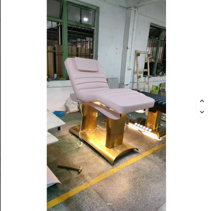 Table de massage et lit électrique réglable à 4 moteurs, base dorée, cuir rose, vente chaude, mobilier de salon de beauté - Product Image 4