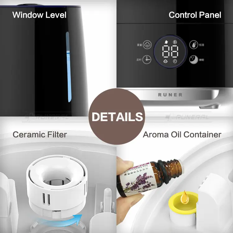 RUNAL WiFi Tuya APP Aroma Difusor Umidificador Cool Mist Humificador Smart Home Humidificador Habitación Humidificador de aire ultrasónico