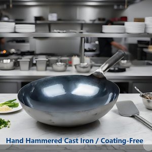 Trung Quốc truyền thống gang không dính chảo tay búa chiên chảo mà không gỉ sắt chảo với tay cầm bằng gỗ - Product Image 2