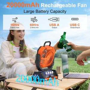 F6 20000mAh Portable Rechargeable Outdoor Camping Fan LED <b>Lights</b> Bank Wearable Brushless Motor Ultra-Quiet RV Car Compatible - Product Image 4