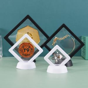 Boîte de présentation élégante transparente carrée en film PE, anti-poussière, pour photos et bijoux, cadre flottant 3D, boîte de présentation de bijoux à suspension 3D - Product Image 3