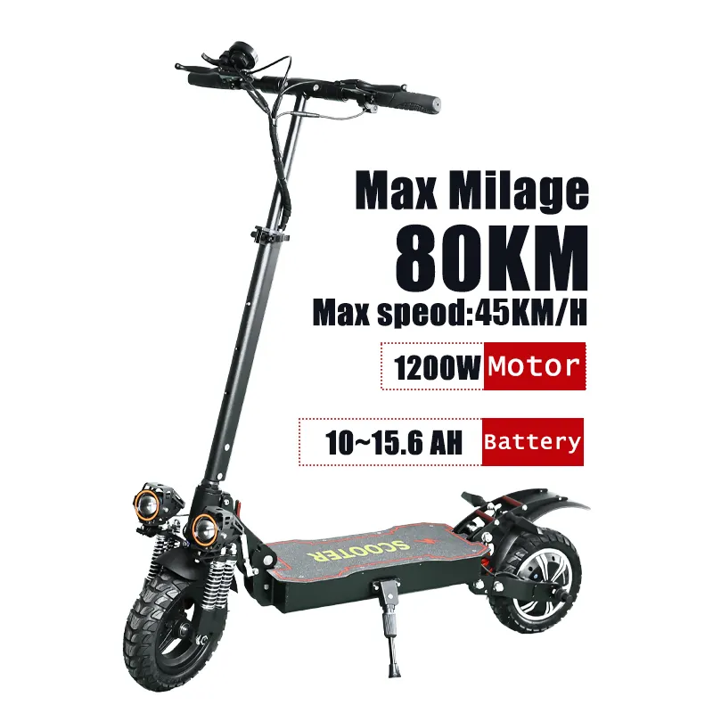 Nouveau moteur puissant de conception e hors route 1200w 48v batterie au lithium tout terrain scooter électrique adulte pliable pour personnes lourdes