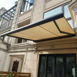 Competitive rate sunrproof wall fixing aluminum full cassette folding arm motorised awning retractable cassete box awning