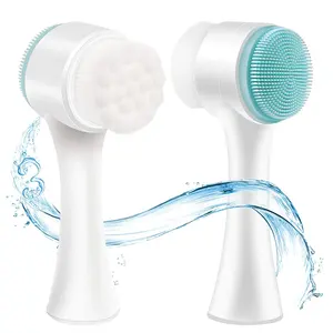 Double Sides Face Brush 2 In 1 Facial Cleansing Brush Manual Waterproof Exfoliating Silicone Facial Cleansing Brush