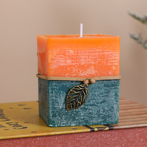 Retro Layered <b>Square</b> Soy Wax <b>Candle</b> Natural Hand Poured Living Room Tabletop Vintage Home Fragrance Ornament - Product Image 6