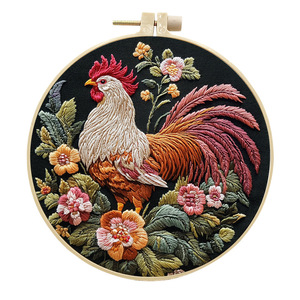 DIY hecho a mano punzón aguja bordado arte Kit flor personalizado punto <span class=keywords><strong>de</strong></span> cruz principiante <span class=keywords><strong>pollo</strong></span> bordado Kits Set - Product Image 2