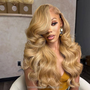 Extensions de <span class=keywords><strong>cheveux</strong></span> humains 100% vierges, alignées aux cuticules, couleur blond miel 27, ondulées, 13*4, 10 à 24 pouces, densité 200%, transparentes, longues - Product Image 4