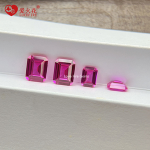 Pronto Stock 3A <span class=keywords><strong>pietra</strong></span> taglio smeraldo rosa <span class=keywords><strong>rubino</strong></span> <span class=keywords><strong>colore</strong></span> ottagono a gradino tagliato gemma sciolto sintetico 3 # corindone rosa - Product Image 6