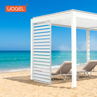 Pavillon d'ombrage à lames orientables en aluminium sur mesure, prêt pour la plage, pour balcon, sans alimentation électrique, commande manuelle, revêtement poudré, écologique