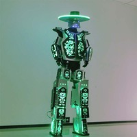 Costume de robot sur échasses avec chapeau de cowboy western LED, mascotte lumineuse en EVA à motif sculpté à la main pour bar, DJ, carnaval, spectacle sur scène