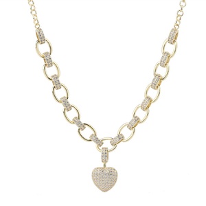 Ensemble de bijoux en forme de cœur pour femmes, collier et bracelet élégants en cuivre micro-incrusté de zircon, écologiques et délicats, 2 pièces - Product Image 1