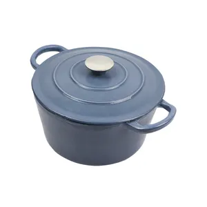 Nieuwe Aankomst Keuken Kookgerei Waas Blauwe Kleur Email Gietijzer Nederlandse Oven Pot Ronde Cocotte Met Deksel