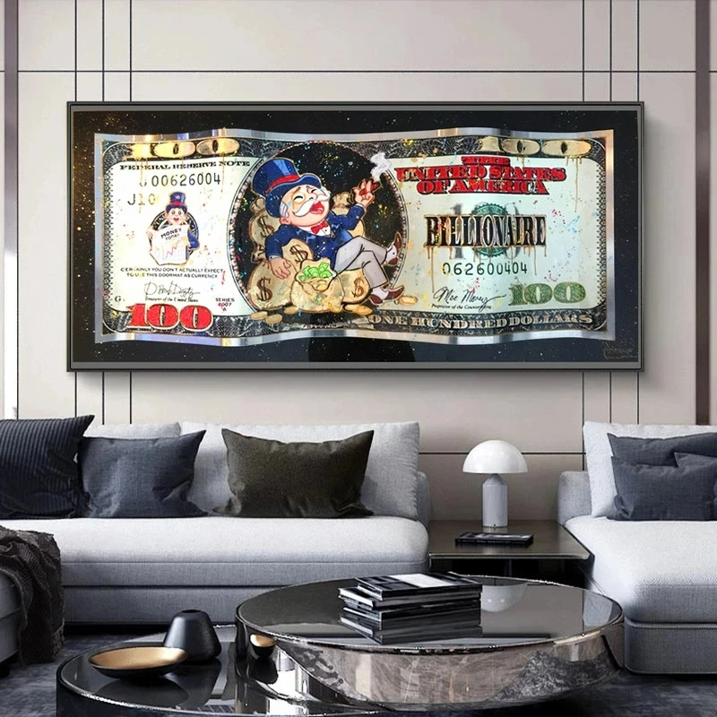 Monopoly Dollar Wall Art - Canvas Painting Hanging Pictures