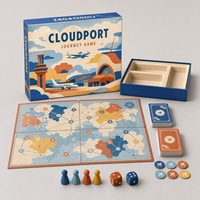 Jeu de société personnalisé avec cartes, dés, jetons, plateau en papier pliable et boîte colorée