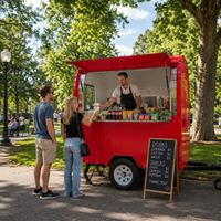 Remolque de Comida Móvil Etodevice para Venta Ambulante, Carrito de Helados y Café, Remolque Pequeño para Jugos en la Playa