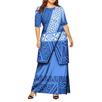 Nouvelle Robe Puletasi Tonga Grande Taille Personnalisée pour Femme, Col Rond, Ourlet Irrégulier, Maxi, Demi-Manches, 2 Pièces, Vente en Gros Usine