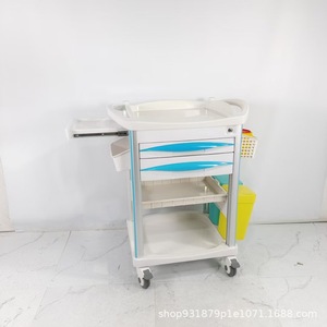 Medical Abs Infusion Cart 5 <b>Drawer</b> <b>Plastic</b> Hospital Trolley With IV Pole And <b>Storage</b> Bins For Nursing Care - Product Image 2