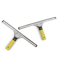 Verre de supermarché de nettoyage de vitres jaune Raclette de fenêtre en acier inoxydable de 14 pouces Ensemble de nettoyage flexible pour boîte de transport en métal de sol