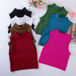 <span class=keywords><strong>Camiseta</strong></span> sin mangas para mujer, cuello simulado, acanalada, elástica, ajustada, básica, ligera, tipo bustier - Product Image 1